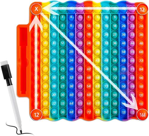 Educational Multiplication Table Pop Fidget Toy, Rainbow Colors, with Dry Erase Marker in Kuwait