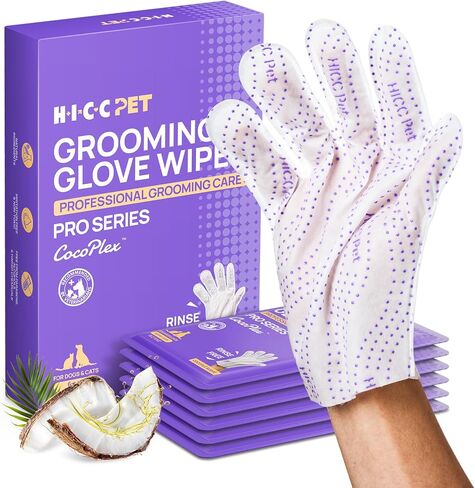 HICC PET Dog Wipes Cleaning Deodorizing, Pet Glove Bath Wipes, Remove Dirt, Nourish Fur and Eliminate Odors, No Rinse Pet Grooming Cleaning Wipes for Dogs & Cats, Daily Care & Traveling in Kuwait