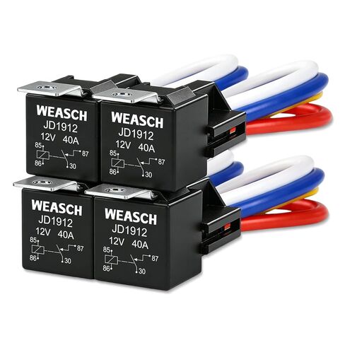 jd1912 تسخير ترحيل السيارات ، 12V 40a ، 4 pin spst ، مسند الظهر الحديد مع مآخذ تسخير 12Awg ، مفاتيح السيارات والمبتدئين ، لقارب الدراجات النارية شاحنة السيارات (2) in Saudi Arabia
