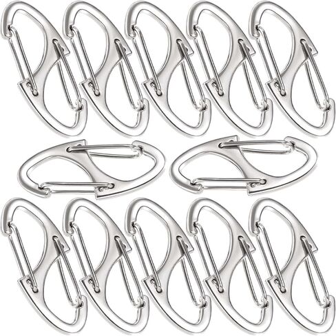 8pcs Zipper Anti Theft Locks, S Dual Opening Spring Carabiner for Backpacks, Zinc Alloy Zipper Pller Replacement for Camping Hiking Fishing Traveling- Black & Silver in Saudi Arabia