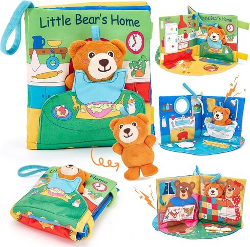 hahaland Baby Books 0-6 Months,Tummy Time Sensory Baby Toys 6 to 12 Months Touch Feel Book Textured Animals Mirror & Crinkle Paper Christmas Stocking Stuffers for Boys Girl 0 3 6 9 12 Months in Saudi Arabia
