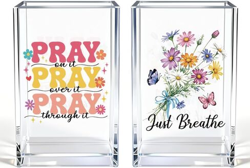 Be Joyful in Hope, Patient in Affliction Romans 12:12 Acrylic Cosmetic Pencil Pen Holder Cup, Christian Verse Pen Holder Cup, Christian Gifts for Women Boss Friend Teacher in Saudi Arabia