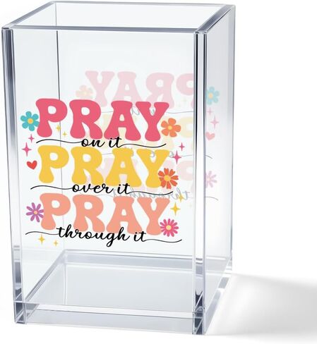 Be Joyful in Hope, Patient in Affliction Romans 12:12 Acrylic Cosmetic Pencil Pen Holder Cup, Christian Verse Pen Holder Cup, Christian Gifts for Women Boss Friend Teacher in Saudi Arabia