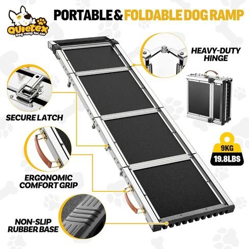 𝟐𝟎𝟐𝟓 𝐔𝐩𝐠𝐫𝐚𝐝𝐞𝐝 𝐔𝐩𝐠𝐫𝐚𝐝𝐞𝐝 Extra Long 71 "منحدر للكلاب للسيارة برأس قابل للتعديل ، منحدر للحيوانات الأليفة القابلة للطي للكلاب الكبيرة مع سطح السجادة غير المنقولة ، منحدر الكلاب حتى 330 رطلاً لأريكة سرير شاحنة سيارات سيارات السيارات in Kuwait