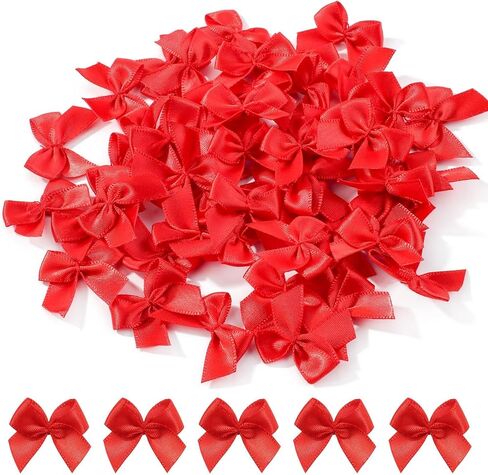 yoyokid 200PCS 1.77" Mini Satin Ribbon Bows DIY Crafts for Sewing Appliques Crafts Decoration Hair Accessories Wedding Gift Box Ornament Scrapbooking, 20Colors in Kuwait