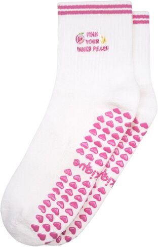 Pilates Grip Socks for Women, Cute Pink Crew Socks for Yoga, Barre and Home Workouts, Great Gift Idea in Kuwait