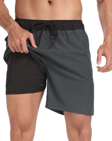 رجال السباحة رجال 7 بوصة سروال سباحة للسباحة الجاف الجاف جذوع السباحة ملابس السباحة مع جيوب in Kuwait