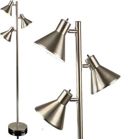 LIGHTACCENTS Black Tree Floor Lamp Modern with 3 Adjustable Room Lights - Living Room Light Tree Style Standing Lamp Adjustable Black Lamp Shade, Pole Light, Floor lamp for Bedroom in Kuwait