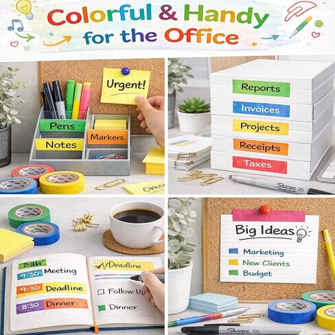 SWRT Colored Masking Tape 6-Pack, 0.7 Inch x 16 Yards Each Roll Rainbow Painter’s Tape Set for Arts, Crafts, Labeling & Classroom – Easy Tear, Residue-Free, Vibrant Colors in Saudi Arabia