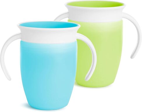 Munchkin Sippy Cup لمدة 6 أشهر وما فوق ، قم بتسكع أكواب طفل معجزة 360 مع مقابض انتقالية ، 7 أونصة ، 2 حزمة ، وردي/أرجواني in Kuwait