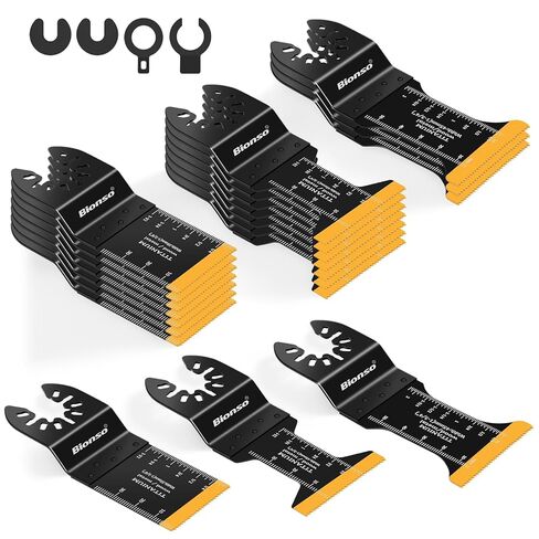 Bionso 55PCS Oscillating Saw Blades, Professional Universal Titanium Multitool Blades for Wood Plastics Metal, Quick Release Multi Tool Kits Fit Dewalt Ryobi Milwaukee Rockwell Fein Makita in Saudi Arabia