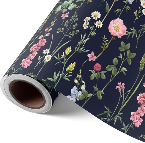 VCOOHM Floral Kraft Wrapping Paper Roll – 17 Inch x 16.4 Feet – Elegant Garden Flower Design – Gift Wrap for Birthday, Wedding, Baby Shower, Bridal Shower and More in Saudi Arabia