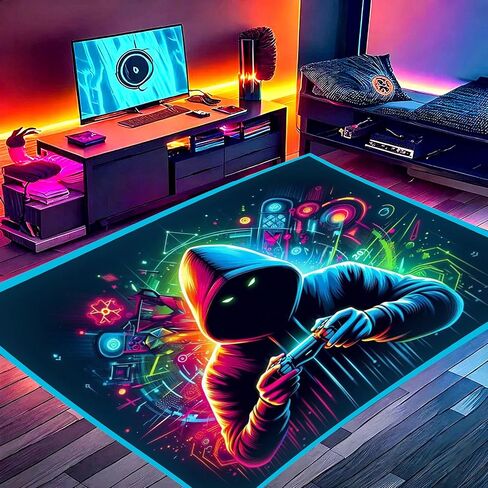 منطقة ألعاب البساط RGB LED LID (3 × 5 مجرة ​​دوامة) - غرفة نوم سجادة الأرضية ديكور ألعاب - غرفة الأطفال سجادة مضادة للانزلاق لكرسي ألعاب - لعب غرفة غرفة في سن المراهقة ، الأولاد ، الأطفال الملحقات in Kuwait