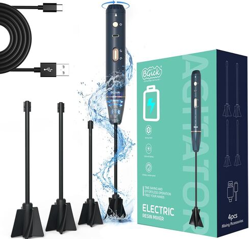 Upgraded Resin Mixer, Handheld Rechargeable Mixer with Minimizing Bubbles,Epoxy Resin Mixer for Resin, Silicone Mixing, Resin Molds, DIY Crafts (Included 4 pcs Paddles) (White) in Kuwait