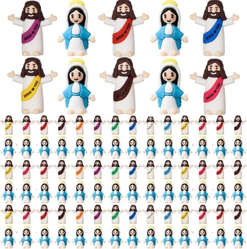 60 PCS MINI يسوع شخصيات Tiny يسوع يحبك تمثالًا صغيرًا مريمًا مريمًا صغيرًا مصغرة دمية دينية للمسيح المخلص للأحجام هدية بيض عيد الفصح (60 ، ألوان متعددة) in Kuwait