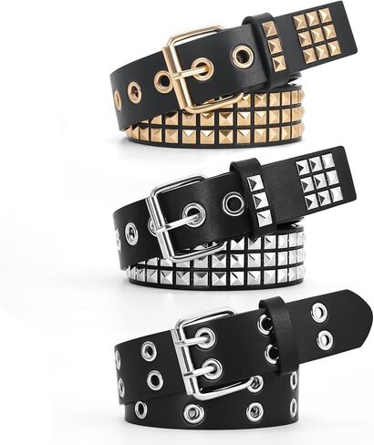 3 PCS حزام مرصع y2k المعادن القوطية الصخور البسلون حزام برشام الصخور مع هرم مشرق مرصع بالنساء الرجال in Kuwait