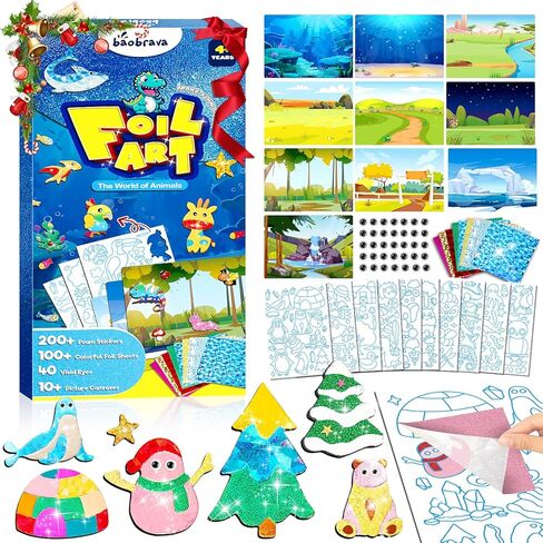 Foil Art Fun Kit for Kids - DIY Toy Unicorn Princess Foil Art Craft Activity for Kids, Foam Stickers Fun Craft Kits & Supplies, Creative Christmas Birthday Gifts Travel Toys for 4 and Up Arts & Crafts in Saudi Arabia