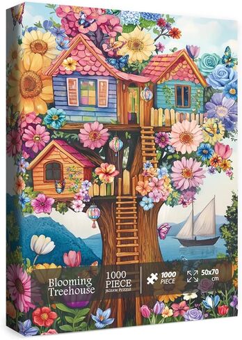Butterfly Treehouse Puzzle for Adults 1000 Pieces, Fantasy Catstle Jigsaw Puzzle, Colorful Plant House Tree Puzzle in Saudi Arabia