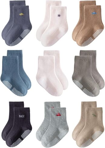 جوارب قبضة طفل صغير غير سلس جوارب قطنية سلسة للطفل الرضيع الأطفال الأطفال 9 أزواج in Kuwait