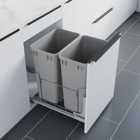 Dowell 35L Wastebasket Trash Container, 37Qt/9.2Gal, Plastic, Stackable, for Kitchen/Bathroom/Office, Fits Under Sink/Desk (Grey 4000 35 04) in Saudi Arabia