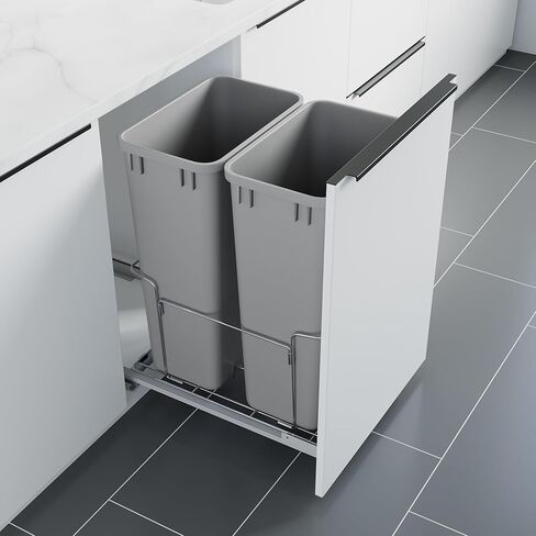 Dowell 35L Wastebasket Trash Container, 37Qt/9.2Gal, Plastic, Stackable, for Kitchen/Bathroom/Office, Fits Under Sink/Desk (Grey 4000 35 04) in Saudi Arabia