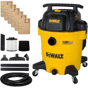DEWALT 6 Gal Stealthsonic Shop Vacuum Wet and Dry, 5 Peak HP Poweful Suction Ultra-Quiet Vacuum Cleaner with Complete Accessory Kit and 6 Dust Bages, Shop Vac for Home, Jobsite, Workshop, Garage, Car in Kuwait