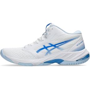 ASICS NetBurner Ballistic Flytefoam Mid Top 3 Ballball Shoes ، 7.5 ، White/Blue Coast in Kuwait