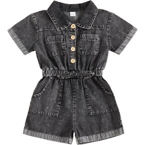 Kids Infant Summer Clothes Toddler Baby Girl Romper Denim Short Sleeve Jumpsuit Shorts One Piece Outfit in Kuwait