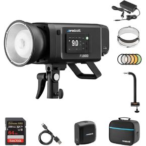 Westcott FJ800 Strobe with AC/DC Battery | 800Ws Strobe with 250+ Full Power Flashes, FJ ProMax Battery & Power Adapter, 8" Shorty Offset Extension Arm & 64GB Extreme PRO SDXC Memory Card Bundle Set in Kuwait