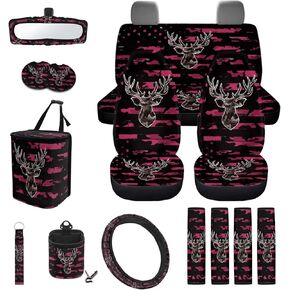 CLOHOMIN Sunflower Car Seat Cover Set of 15 Blue Butterfly Steering Wheel Cover Seat Belt Covers Trash Bag Air Vent Organizer Rear View Mirror Cover Car Cup Coasters Key Chain Auto Accessories in Kuwait