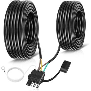 26FT 4 Pin 5 Wire Trailer Wiring Harness, 16AWG Trailer Light Wiring Kit with PVC Jacketed, Waterproof 4 Way Flat 5 Wire Trailer Light Connector Plug for Boat Trailer RV Both-Side Taillights Rewiring in Saudi Arabia
