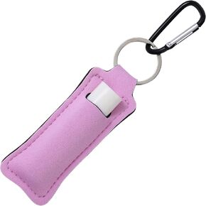 2pcs Lip Balm Keychain, Portable Lip Balm Holder with Keyring Clip, Lipgloss Chapstick Keychain Holder for Commute Travel Outdoor Activities- Black in Kuwait