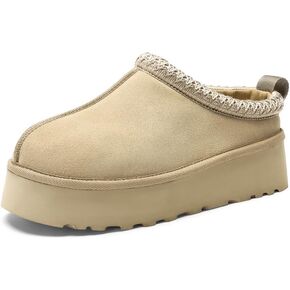 النعال من منصة النساء ، من جلد الغزال الأصلي الصوف الدافئ المبطن على طراز tazz لانزلاق للانزلاق للداخل في الهواء الطلق in Kuwait