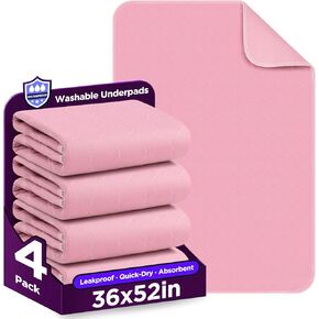 Waterproof Reusable Incontinence Bed Pads Washable Incontinence Underpads 8 Cups Absorbency,Mattress Protector for Adults, Kids and Pets(34"x 36" inch 4 Pack) in Kuwait