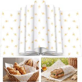 200 Pcs Gold Wax Paper Sheets Food Greaseproof Paper Rainproof Sandwich Wrapping Greaseproof Food Basket Liners Kitchen Supplies for Gift Wrapping and DIY Crafts 9.8 x 8.7 Inch in Kuwait