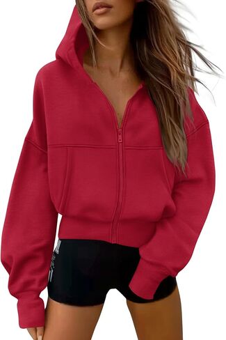 PRETTYGARDEN Women's Zip Up Y2K Hoodies 2025 Fall Fashion Long Sleeve Hooded Fleece Sweatshirts Casual Jacket Winter Clothes in Saudi Arabia