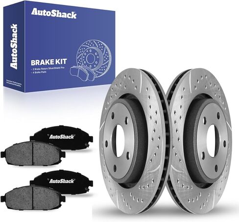 AutoShack Front Brake Kit Replacement for Jeep Grand Cherokee AWD RWD Drilled & Slotted E-Coated Disc Brake Rotors Black Ceramic Brakes Pads 12.91" 328 mm SCDPR63028630281080 in Saudi Arabia
