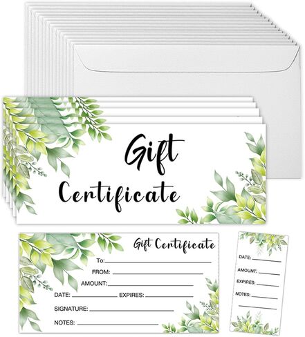 50 Sets Gift Certificates for Business, Blank Gift Cards Certificates with Envelopes, Gifts for Salon Restaurants Spa Marriage Birthday Client Vouchers 5.9 x 2.36 Inch - LQ18 Black Marble in Saudi Arabia