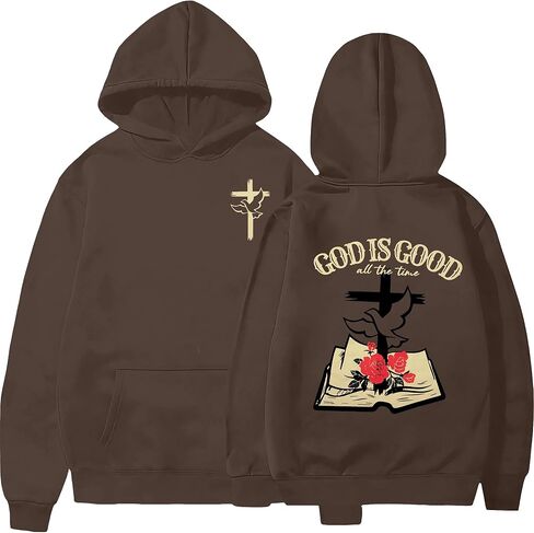 MAXIMGR Christian Sweatshirts for Women God Is Good Hoodies Oversized Jesus Religious Sweater Bible Verse Pullover Tops in Kuwait
