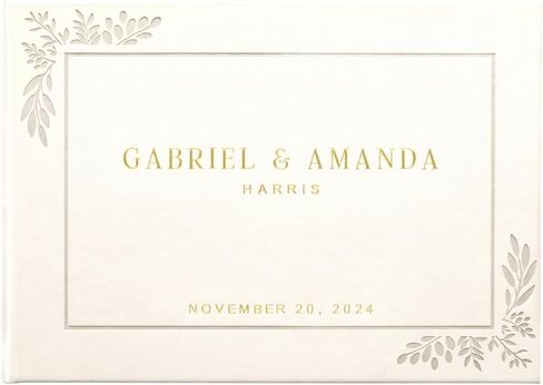 Promot Personalized Wedding Guest Book - Elegant Hardcover Guestbook for Wedding Reception, Bridal and Baby Shower, Birthday, Wedding Books Guests to Sign, Custom Embossed Text with Gold Metallic Foil in Saudi Arabia