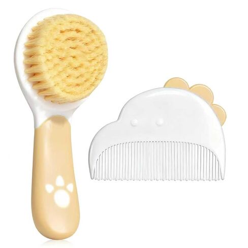 Baby Hair Brush and Comb Set, Soft Bristles Cradle Cap Brush for Newborns, Toddlers, Baby Registry Gift (Green) in Kuwait
