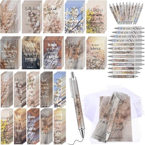 yeaqee 200 PCS مجموعة الهدايا المسيحية تشمل 50 آيات الكتاب المقدس إشارات مرجعية لعلامات الكتاب 50 نقاط نقاط الالتواء 50 دفتر الكتاب المقدس 50 أكياس أورجانزا ملونة CNA Week Gifts Bulk for Church Women in Saudi Arabia