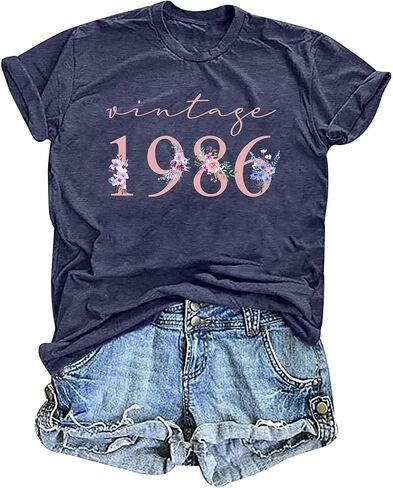 40th Birthday Shirts for Women Vintage 1985 T Shirts Retro Party Gifts Casual Short Sleeve Tee Tops in Kuwait