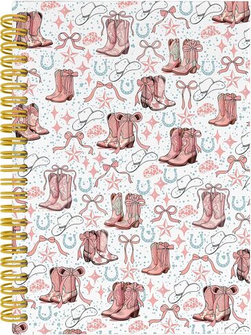 Coquette Blue Bow Western Notebook Journal, Trendy Yee Haw Preppy Girly Aesthetic Notebooks, Cowgirl Gifts, Western Gifts for Women, Hardcover Spiral Notebook Journal, 5.5x8.3 Inch in Saudi Arabia