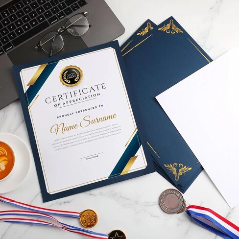 Fainne Certificate Holder Foil Border Bulk 8.5 x 11 Inch Single Sided Award Diploma Cover for Letter Size Cardstock Document Paper Graduation School Marriage Supplies (150 Pcs) in Saudi Arabia