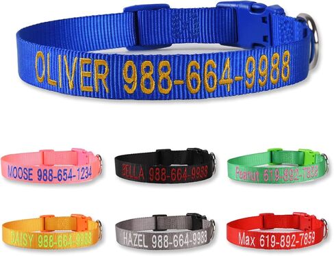 Personalized Dog Collar, Custom Embroidered Pet Name and Phone Number, Adjustable 5 Sizes XS Small Medium Large XL, Quick Release Snap Buckle Dog Collar,Red in Saudi Arabia