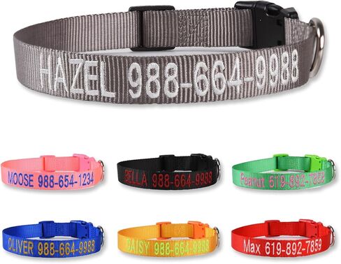 Personalized Dog Collar, Custom Embroidered Pet Name and Phone Number, Adjustable 5 Sizes XS Small Medium Large XL, Quick Release Snap Buckle Dog Collar,Red in Saudi Arabia