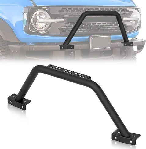 for Frontier Bull Bar Front Brush Guard with LED Light Bar & License Plate Frame Compatible with 2005-2021 Nissan Frontier, Truck Guard Grille Bumper Push Bar (Include Light Mount & Skid Plate) in Kuwait