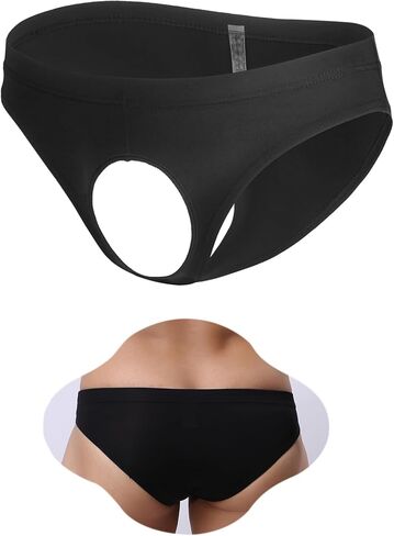 ohyeah Mens Sexy Open Front Hole Underwear Thong Low Rise Briefs Lingerie for Straight Men Soft Comfortable Underpants,S-XL in Saudi Arabia