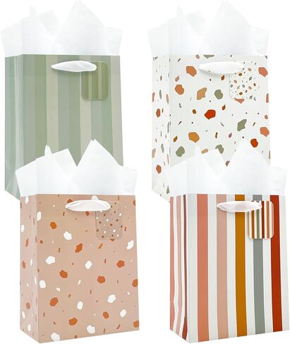 HiCivan 4 Pack-7"×4"×9" Medium&Small Size Gift Bags with Tissue Paper - Ideal for Shopping, Parties, Wedding, Baby Shower & Birthday Gift Giving - from USA Small Business Brand in Saudi Arabia